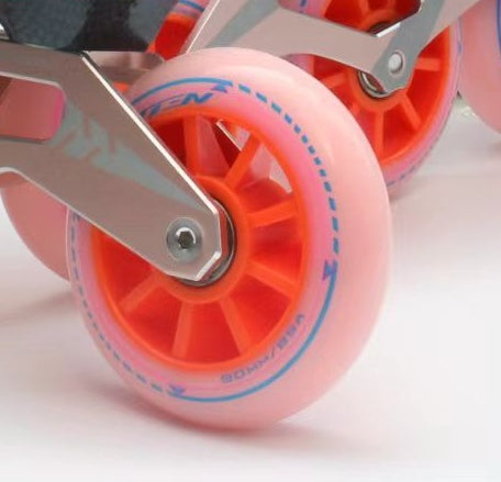 90mm Inline Speed Skate Wheels – Pink & Orange