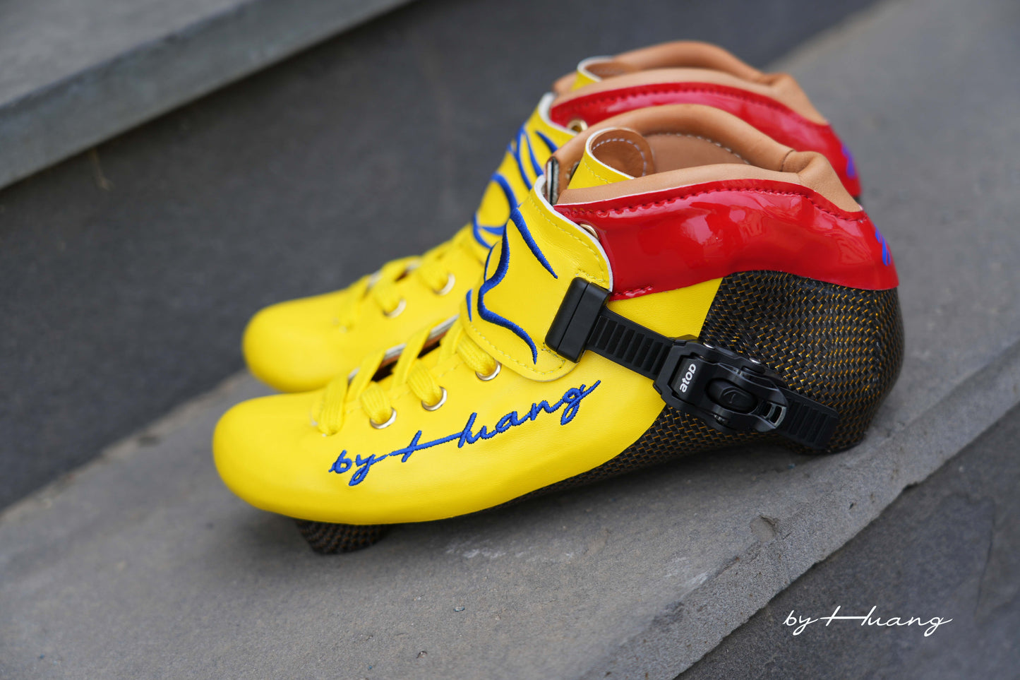 SKATING START YANHUANG Speed Skate Boots-Yellow Red