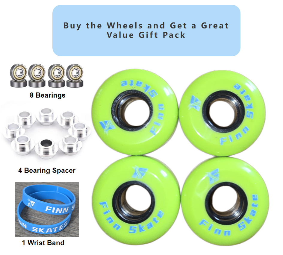 FINN SKATES 58MM/90A Aggressive Skate Wheels 4 pack-Green