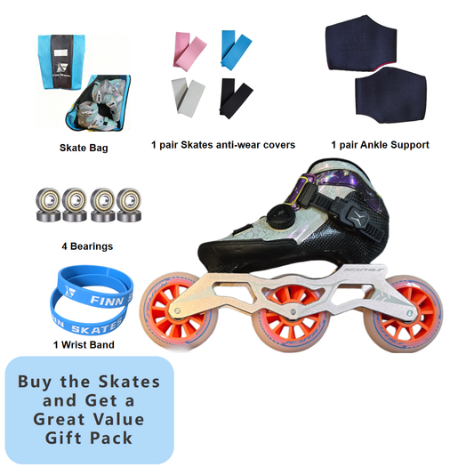 FINNSKATES Carbon Speed Skating Skates-white‑purple